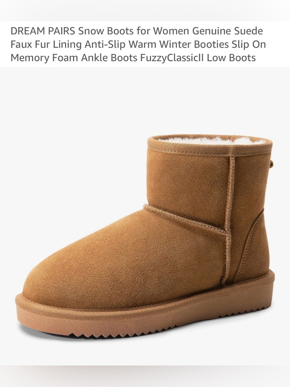 Women’s Classic Dream Pairs Suede Faux Fur Ankle Boots in Chestnut Size 9